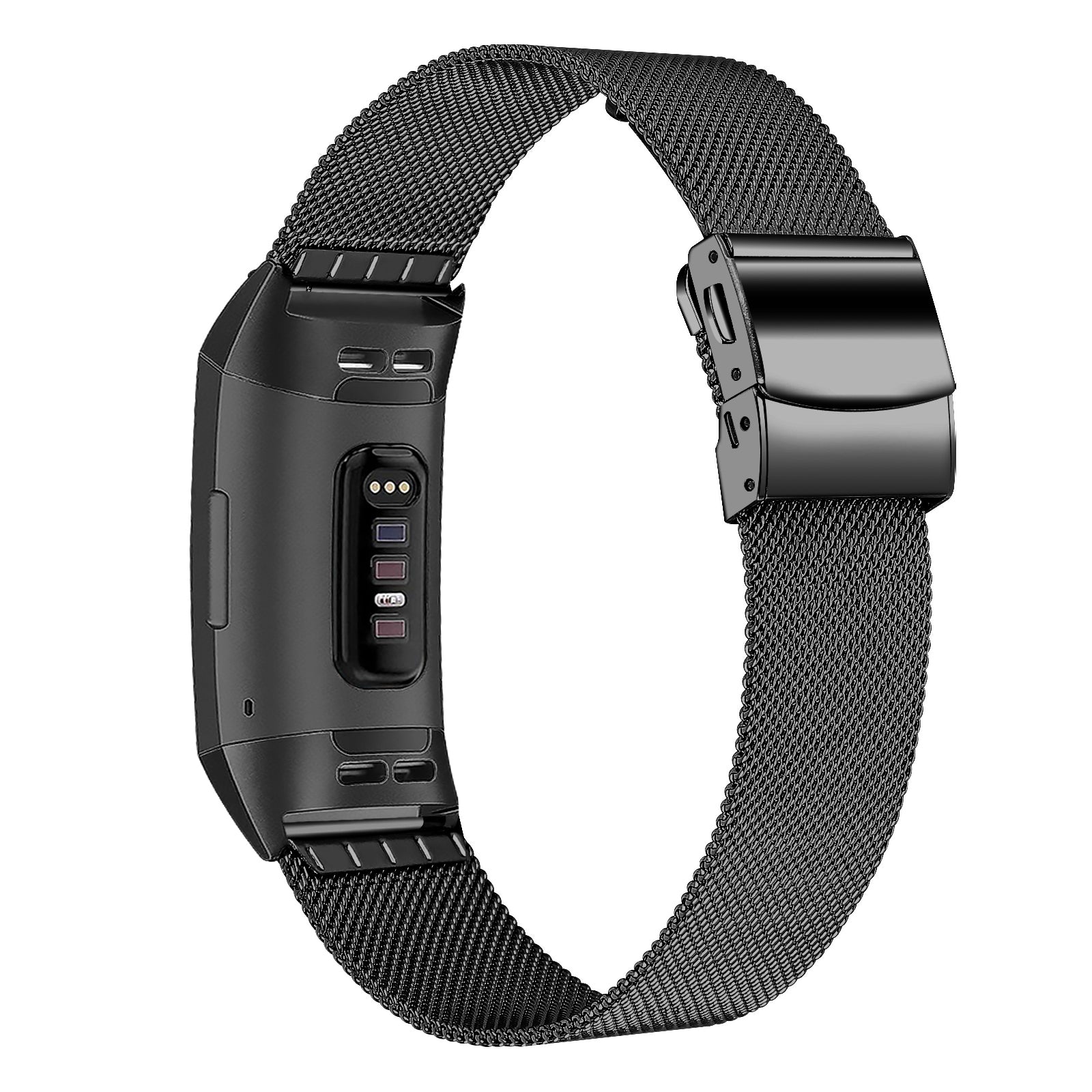 For Fitbit Charge 3 / 4 / SE Buckle Design Stainless Steel Metal Smart Watch Band - Black For Fitbit Charge 3 / 4 / SE Buckle Design Stainless Steel Metal Smart Watch Band - Black